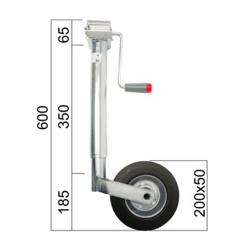 Béquille    150kg  48mm  course 220mm 130210