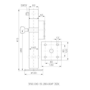 Stützfuss   1300kg   klappbar, 6kt-Mutter 130220