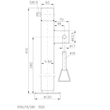 Stützfuss   1300kg   klappbar, 6kt-Mutter 130287