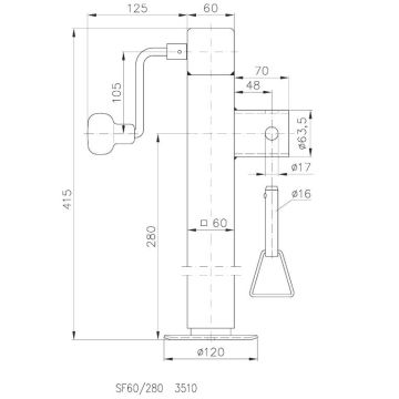 Stützfuss   1300kg   klappbar, mit Kurbel 130294