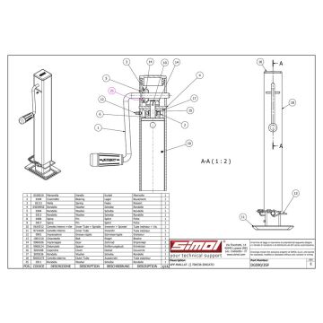 Pied béquille   1500kg  carré  70mm  4 niveau 130329E