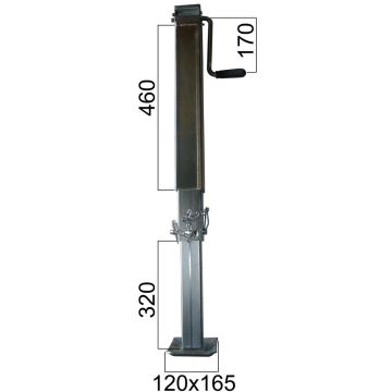 Pied béquille   1500kg  carré  70mm  4 niveau