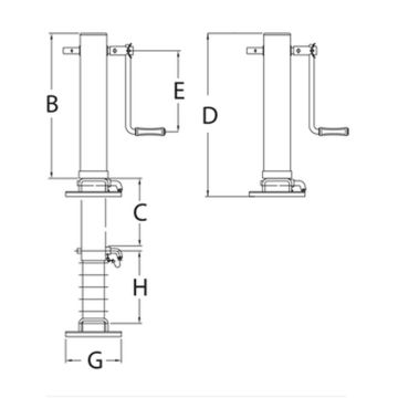 Pied béquille   4500kg  carré 110mm  7 niveau