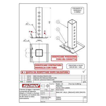 Pied pour pied béquille carré  130333