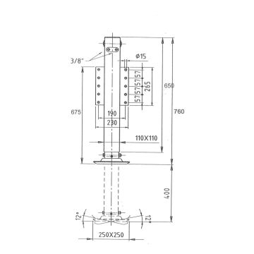 Stützfuss   3800kg  4-kant  110mm  hydr