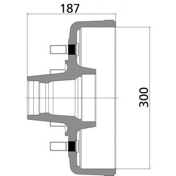 Tambour KNOTT 300x60 ABS, 187mm H, 205x6