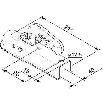 Accouplement à boule carré 40mm,   750kg
