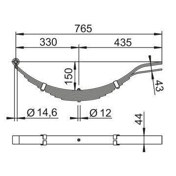 Blattfeder für Starrachse 1500 kg