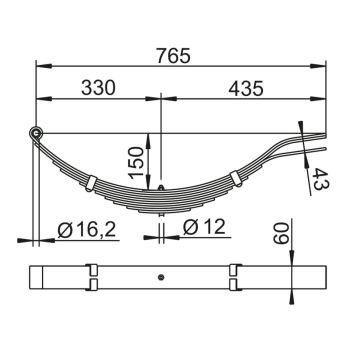 Blattfeder für Starrachse 1800 kg