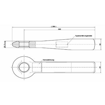 Zugöse, 50x50 mm, L 300 mm Ø40