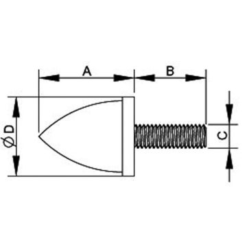 Butoir caoutchouc-métal hauteur 24mm, Ø20mm