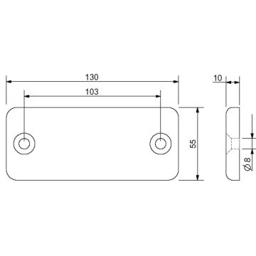 Gummi Auflage schwarz L 130 B 55 H 10mm