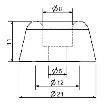 Butoir battu caoutchouc noir rond Ø21mm, H11mm