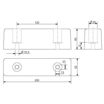 Gummi Rammpuff schwarz L 200 B 52 H 60mm