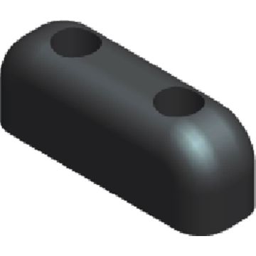 Butoir battu caoutchouc noir 125x40mm, H45mm