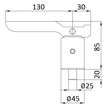 Verrou à ressort  L 105mm, boulon Ø25mm
