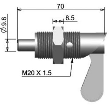Verrou à ressort  L 70mm, boulon Ø9.8mm 140510