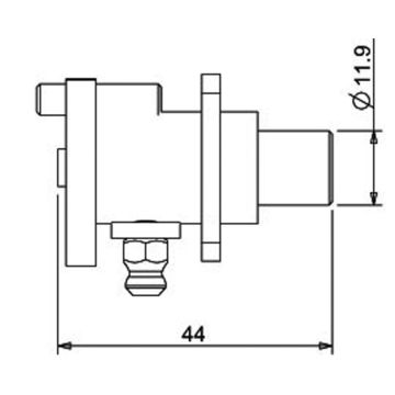 Verrou à ressort  L   44mm, boulon Ø11.9mm