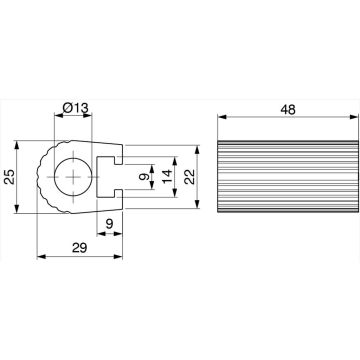 Support de charnière L 48 × l 25 × Ø 13 mm, aluminium