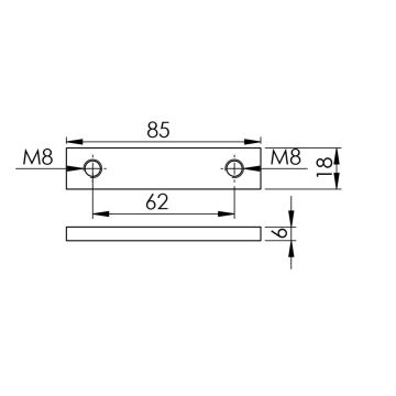 Bordwandscharnierplatte 85 x 18 x 6 mm