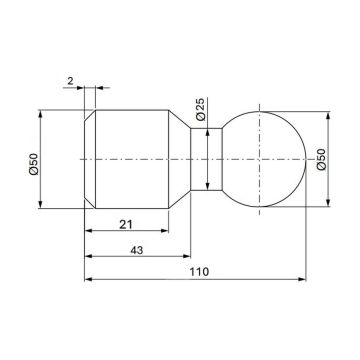 Anschweisskugel Ø 50mm, Schaft Ø 50 mm