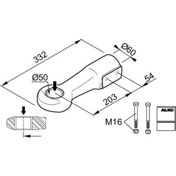 DIN-Zugöse AL-KO 351VB, bis 3500 kg **D 50**
