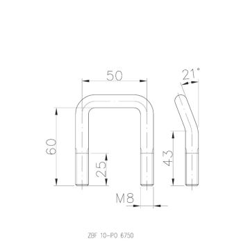 Zurrbügel "U" 50  M8    L 60 gekröpft