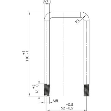 Zurrbügel "U" 52  M8    L 110