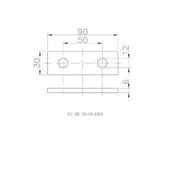 Zurrbügelplatte 90 x 30 x 6 mm