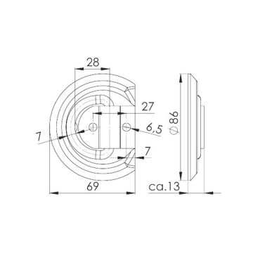 Zurrmulde halbrund, A Ø 86 x 69mm