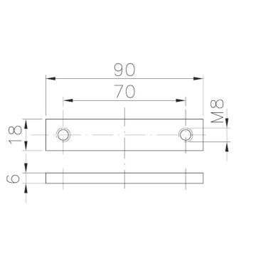 Bordwandscharnierplatte 90 x 18 x 6 mm