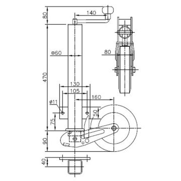 Stützrad    250kg  60mm  Hub 300mm Winterhoff