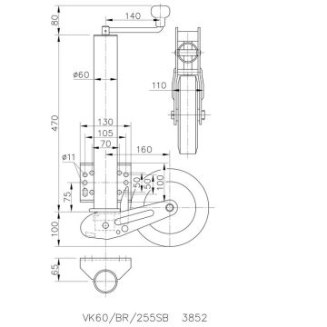 Stützrad    250kg  60mm  Hub 235mm Winterhoff 1860671