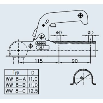Kugelkupplung Ø 70mm,   800kg 1860734