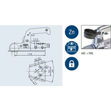 Accouplement à boule AL-KO V-variante 800kg