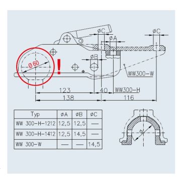 Kugelkupplung Ø 50mm, 3000kg "KUGEL Ø 60"