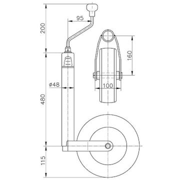 Béquille    150kg  48mm  course 220mm 1860924