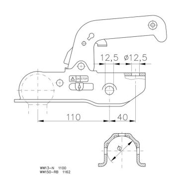 Kugelkupplung Ø 45/46mm, 2200kg