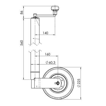 Béquille    400kg  60mm  course 350mm Winterhoff