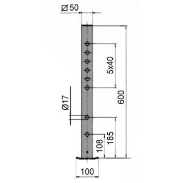 Stützfuss     400kg  4-kant  50mm