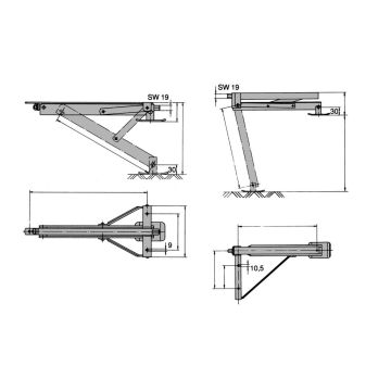 Ausdrehstütze mit Klappfuss 205714