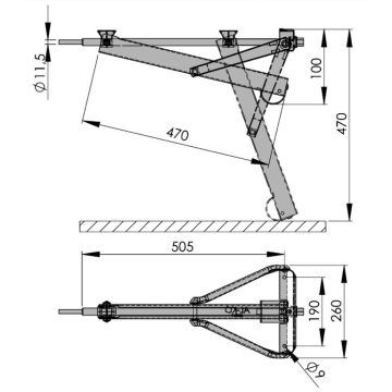 Vérin à semelle amovible courte