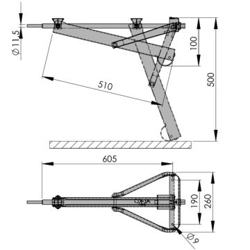 Vérin à semelle amovible long