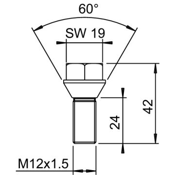 Radschraube Kegel M12x1.5x24 8.8   AL-KO