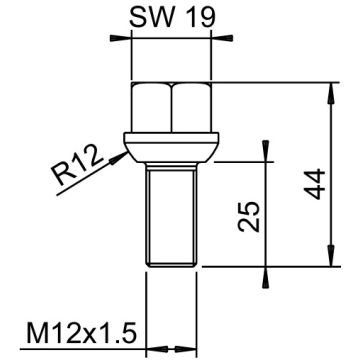 Radschraube Kugel M12x1.5x25 8.8   AL-KO