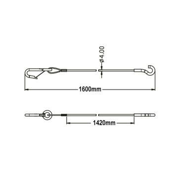 Abreissseil 1500mm Federhaken / Haken