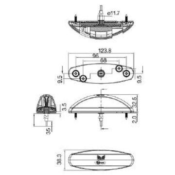LED Umrissleuchte Aspöck Flexipoint II 12/24V