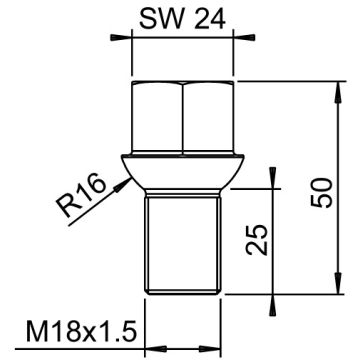 Radschraube Kugel M18x1.5x25 8.8  AL-KO