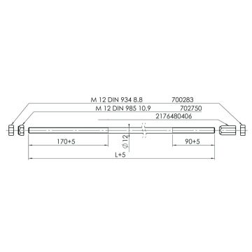 Bremsgestänge M12x2950 mit Schraubmatrial