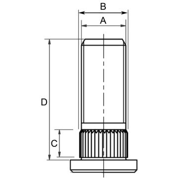 Goujon de roue M18x1.5, L=55mm Ø striation 21